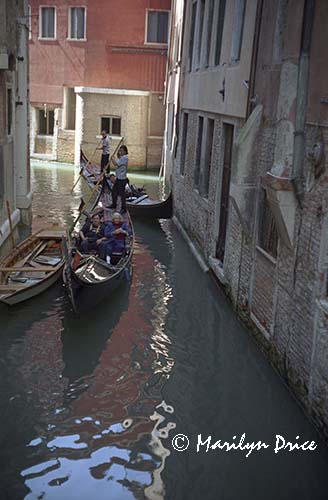 Gondola traffic jam, Venice, Italy