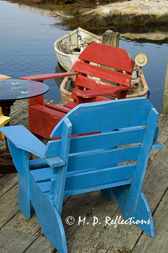 Adirondack chairs, ready for lunch, Peggy's Cove, Nova Scotia