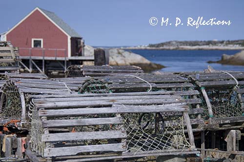 Stacked lobster pots