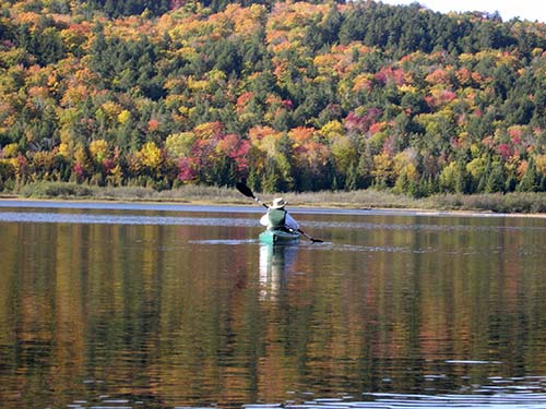 Marilyn tried kayaking, Nahmakanta Lake, ME