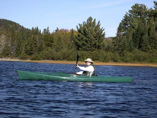Marilyn tried kayaking, Nahmakanta Lake, ME