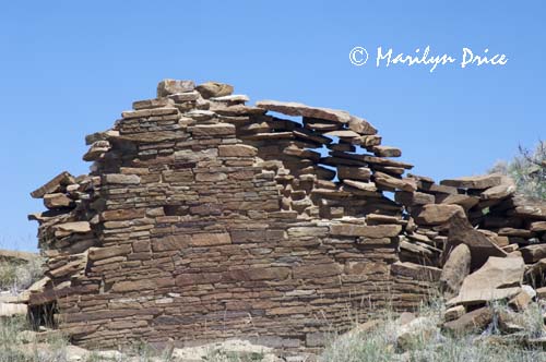 Remains of a wall at Una Vida Pueblo allow the sky to show through, Chaco Culture National Historic Park, NM