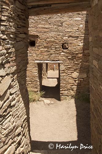 Looking through successive doorways at Pueblo Bonita, Chaco Culture National Historic Park, NM