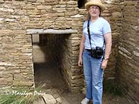 Marilyn and one of the interior doorways of Pueblo Bonita, Chaco Culture National Historic Park, NM