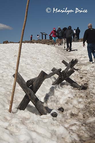 Snow still covers part of the path to Forest Canyon Overlook, Rocky Mountain National Park, CO