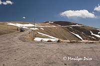 View from an overlook near the top of Trail Ridge Road showing the road to the summit, Rocky Mountain National Park, CO