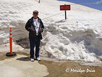 Carl and snow in parking lot of Alpine Visitor's Center, Rocky Mountain National Park, CO