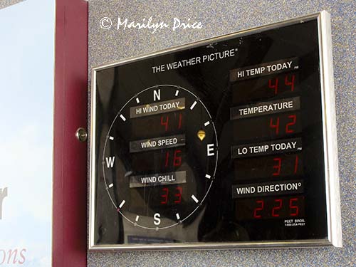 Weather sign at Alpine Visitor's Center, Rocky Mountain National Park, CO