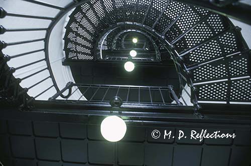 Looking up the spiral staircase of Yaquina Head Light, OR