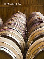 Wine aging in casks, Maysara Winery, OR