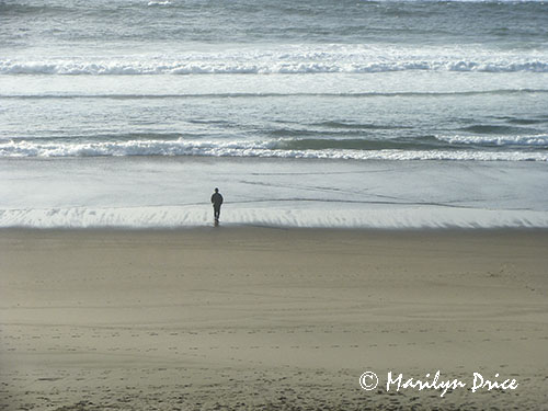 Carl and the Pacific Ocean from our hotel room, Lincoln City, OR