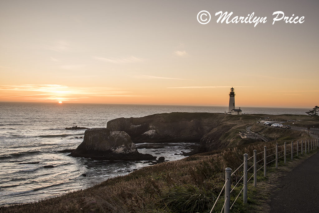 Yaquina Head Lighthouse at sunset, Yaquina Head, OR