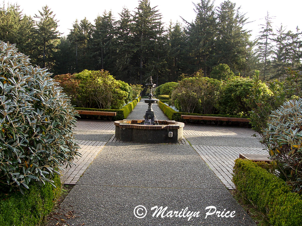 Central aisle and fountain, Shore Acres State Park, OR