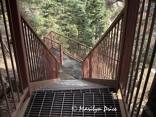 Steps from one level of the Perimeter Trail to another, Ouray, CO
