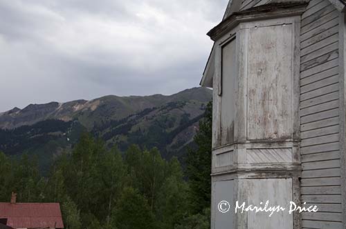 Outside of an abandoned building and mountains, Ironton, CO