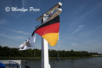 Flags on the bow, Rhine River, Germany