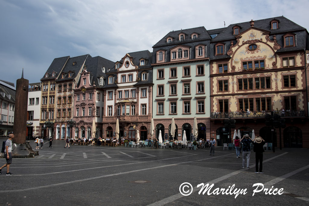 Buildings on the edge of market square, Mainz, Germany