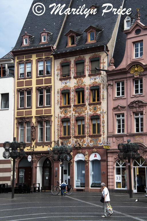 Buildings on the edge of market square, Mainz, Germany
