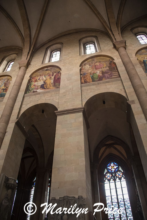 One of the nave walls of the cathedral, Mainz, Germany