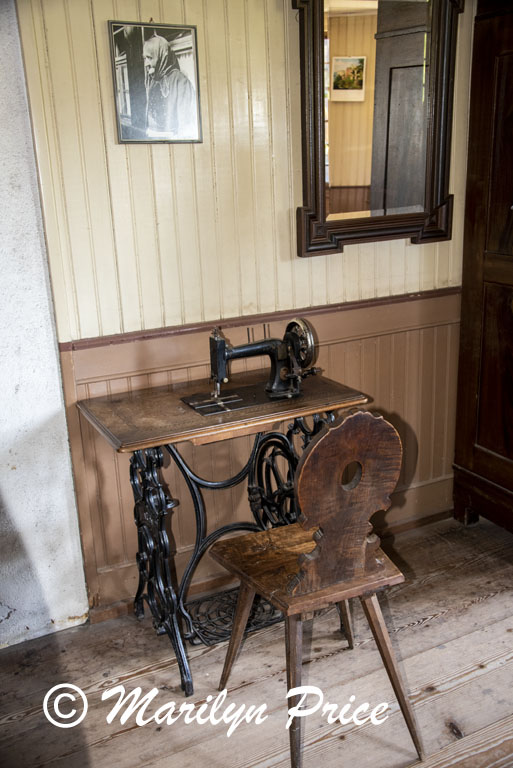 Pedal sewing machine in the parlor of the farmhouse, Open Air Museum, Black Forest, Germany