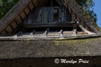 Detail of fancy thatched roof of the storehouse, Open Air Museum, Black Forest, Germany