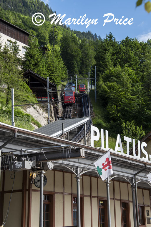 Train station and cog train, Mt. Pilatus, Switzerland