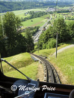 Looking back down the track, cog railroad, Mt. Pilatus, Switzerland