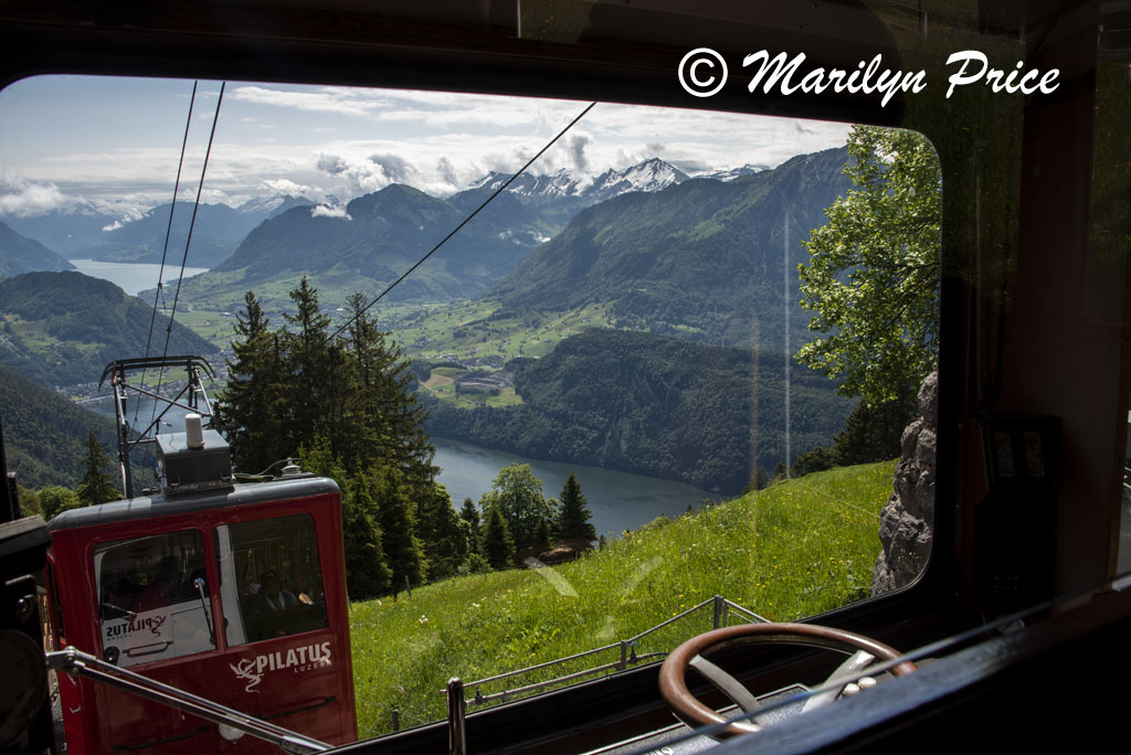 Train going the other direction, cog railroad, Mt. Pilatus, Switzerland