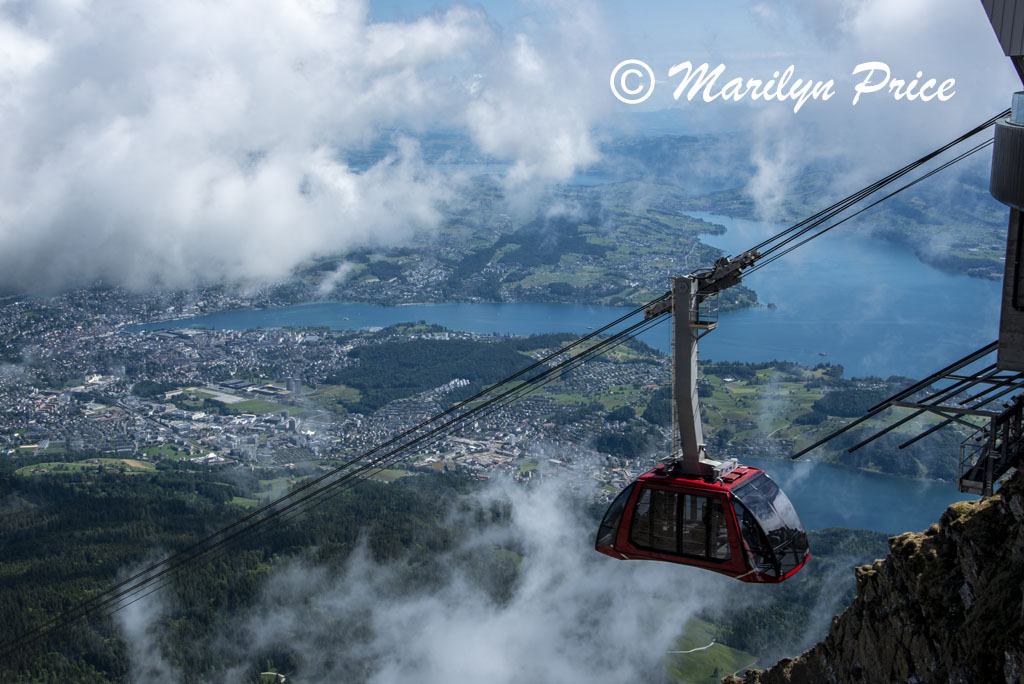 Cable car descending from Mt. Pilatus, Switzerland
