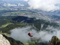Cable car descending from Mt. Pilatus, Switzerland