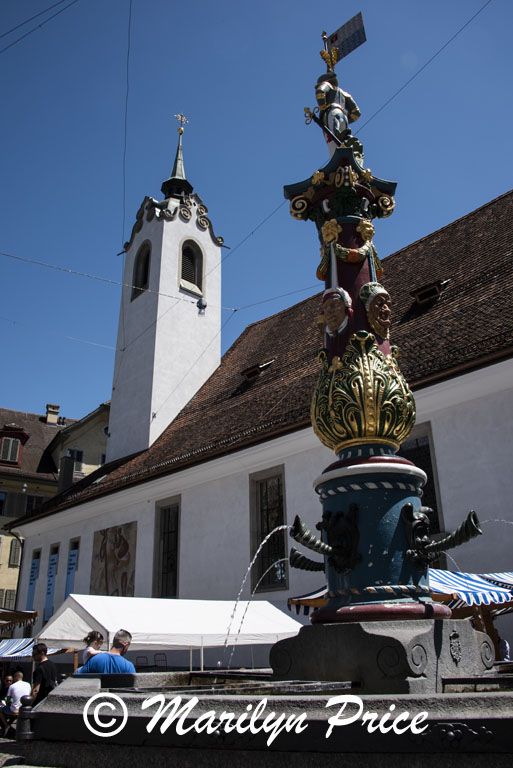 Fountain in the square where Carnival activities start, Lucerne, Switzerland