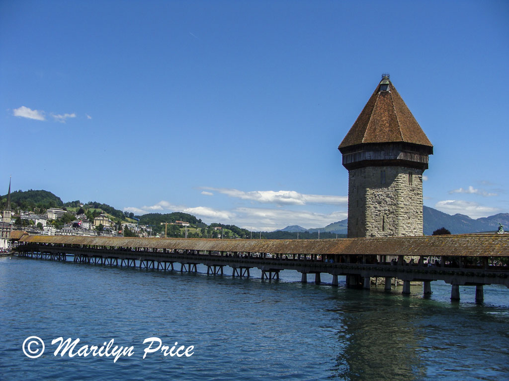 Chapel Bridge, long wooden bridge that was part of the city fortifications, Lucerne, Switzerland