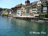 Hotels and restaurants line the river, Lucerne, Switzerland