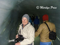 Marilyn in a tunnel into the ice of a glacier, Ice Castle, Jungfraujoch, Switzerland