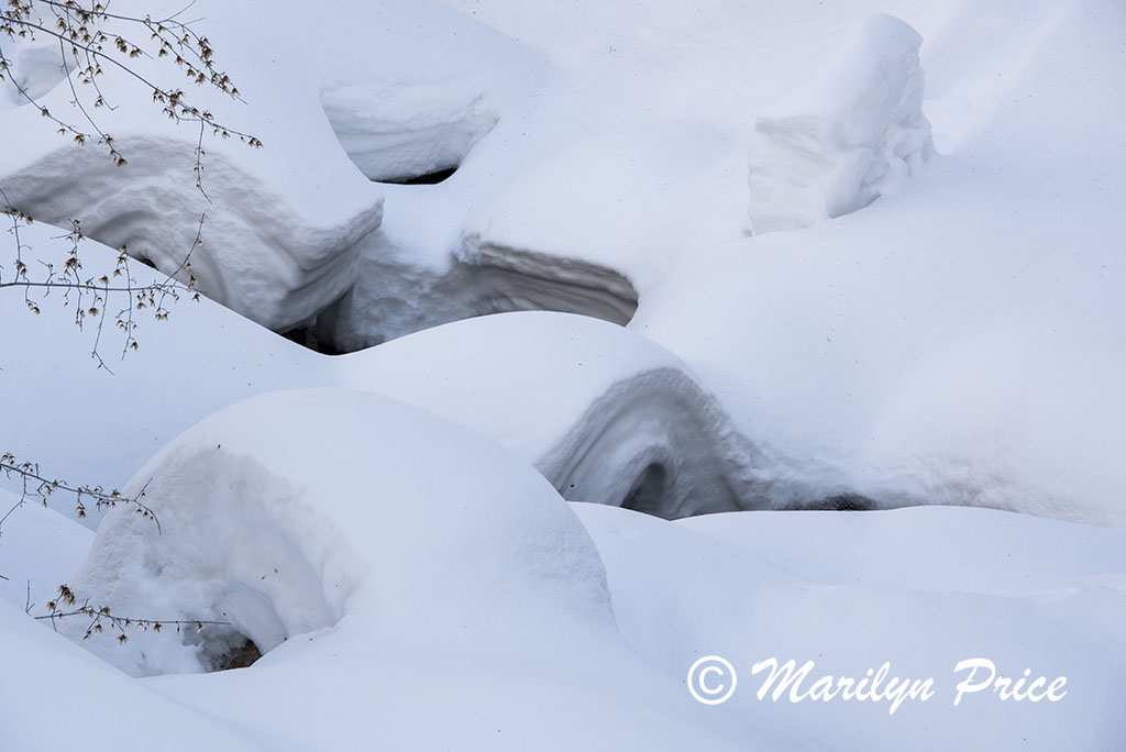 Snow and boulders, Fish Creek Falls area, Steamboat Springs, CO