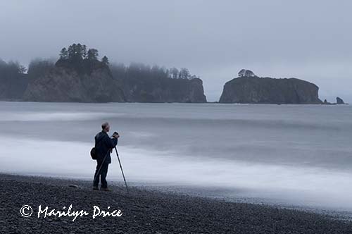 Photographer on Rialto Beach, Olympic National Park, WA