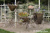 Bicycle flowerpot holder, Jardin du Soliel, Sequim, WA