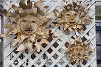 Sun wall decorations, Jardin du Soliel, Sequim, WA