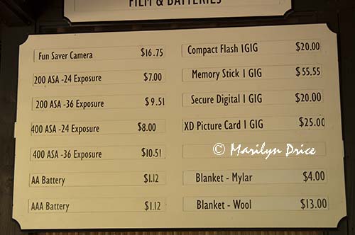 Sign advertising film for sale, Butchart Gardens, Victoria, BC