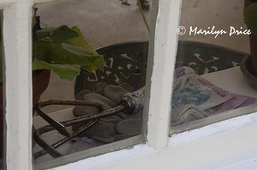 Garden tools, Garden House of private garden, Butchart Gardens, Victoria, BC