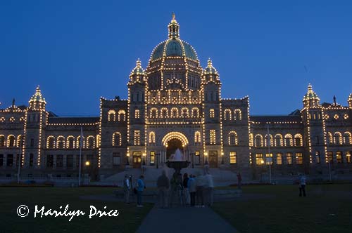British Columbia Parliament Building at night, Victoria, BC