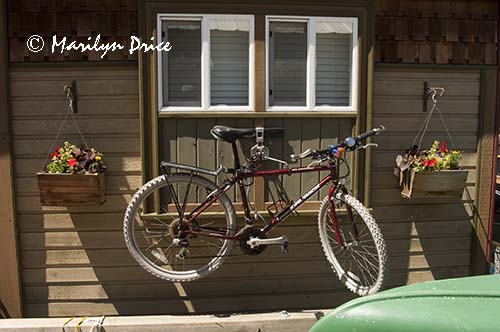 Bicycle and kayak on a houseboat, Fisherman's Wharf, Victoia, BC