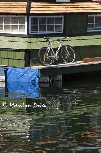 Bicycle on a houseboat, Fisherman's Wharf, Victoia, BC