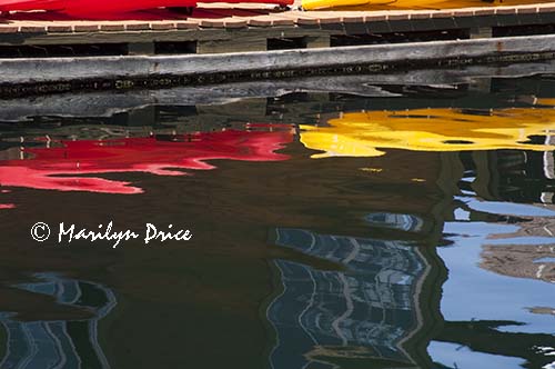 Kayaks and reflections, Fisherman's Wharf, Victoia, BC