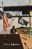 Pirate ship, pirate, and flags, Key West marina, Key West, FL
