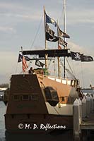 Pirate ship, pirate, and flags, Key West marina, Key West, FL