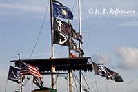 Pirate ship and flags, Key West marina, Key West, FL