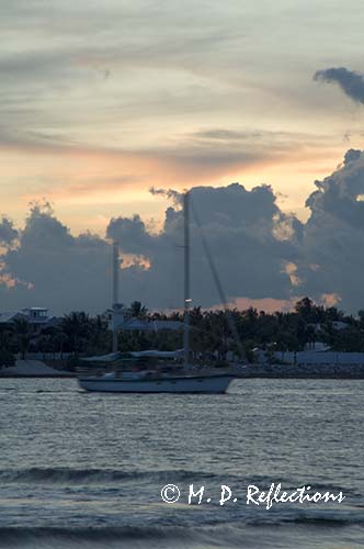 Sailboat and the sunset, Mallory Square, Key West, FL