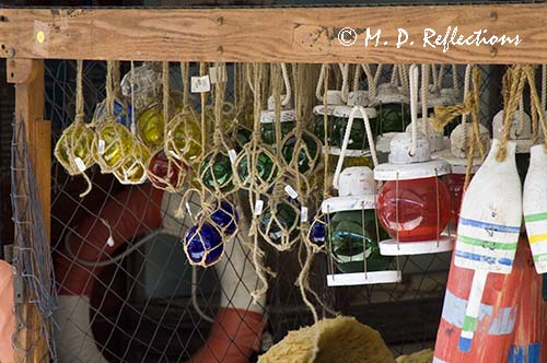 Lobster bouys, sponges, and fish net floats for sale, Key West, FL